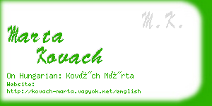 marta kovach business card